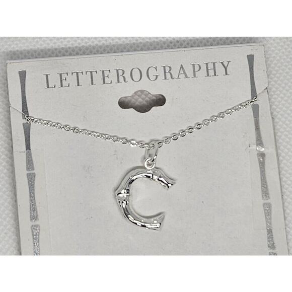Silver Plated 'C' Initial Pendant Necklace Chic Stylish Fashion Shiny Trendy NWT - Picture 6 of 10